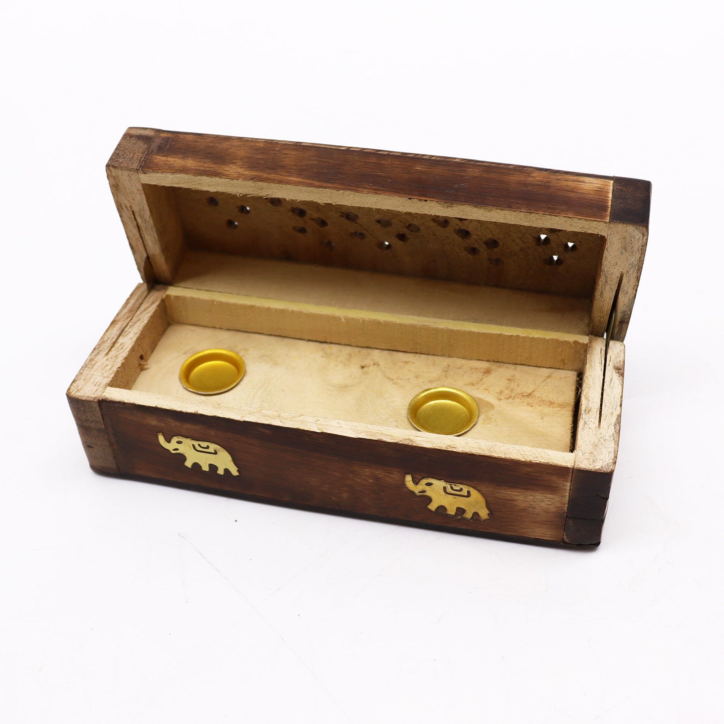 Caixa Porta-Cones de Incenso com Fumo – Madeira de Manga 6" (15 cm)