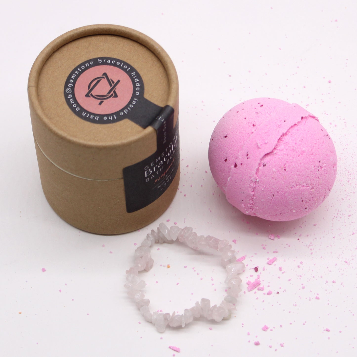 Bomba de Banho com Pulseira de Gemas – Quartzo Rosa