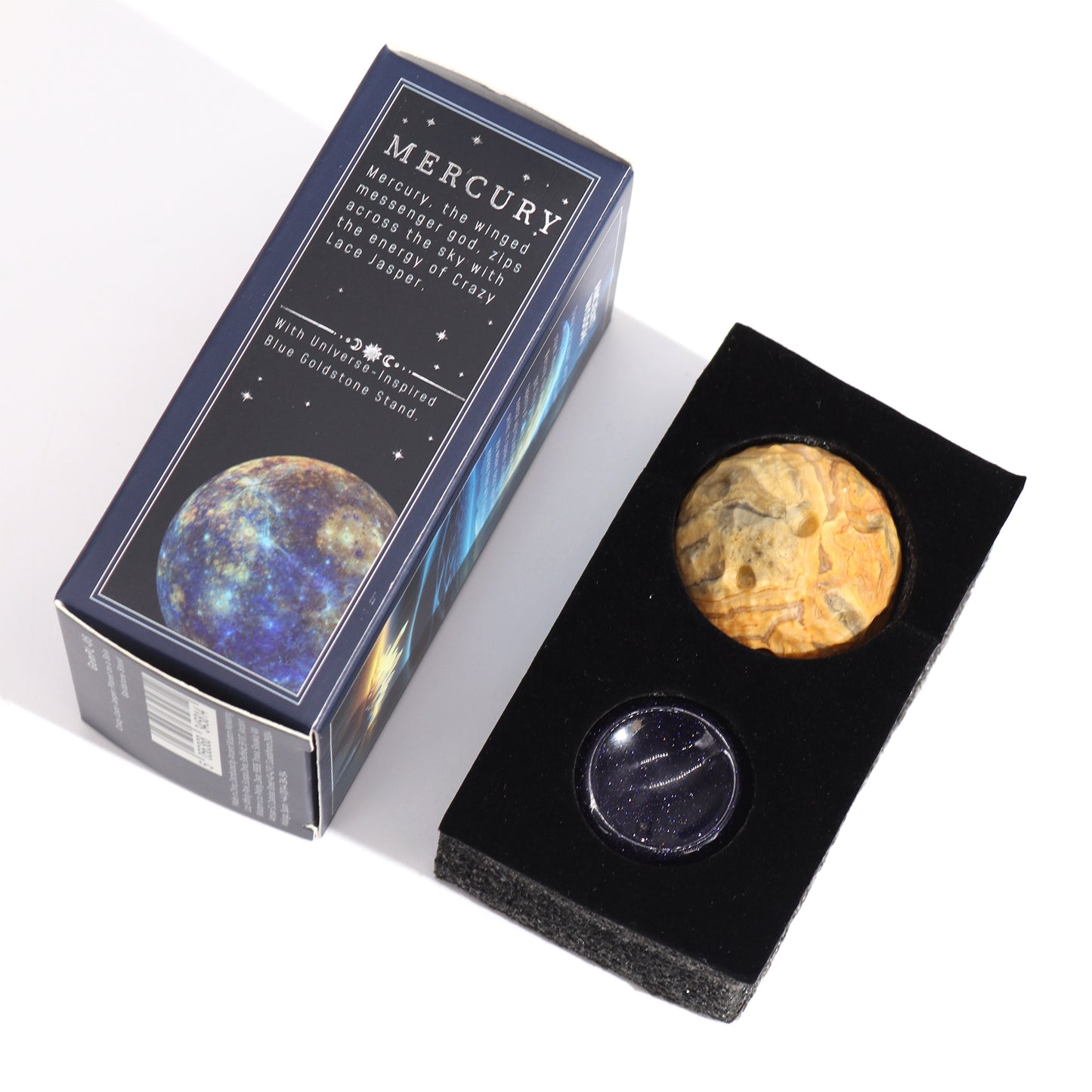 Planeta de Jaspe de Renda com Suporte Solar (Mercúrio) – 40mm