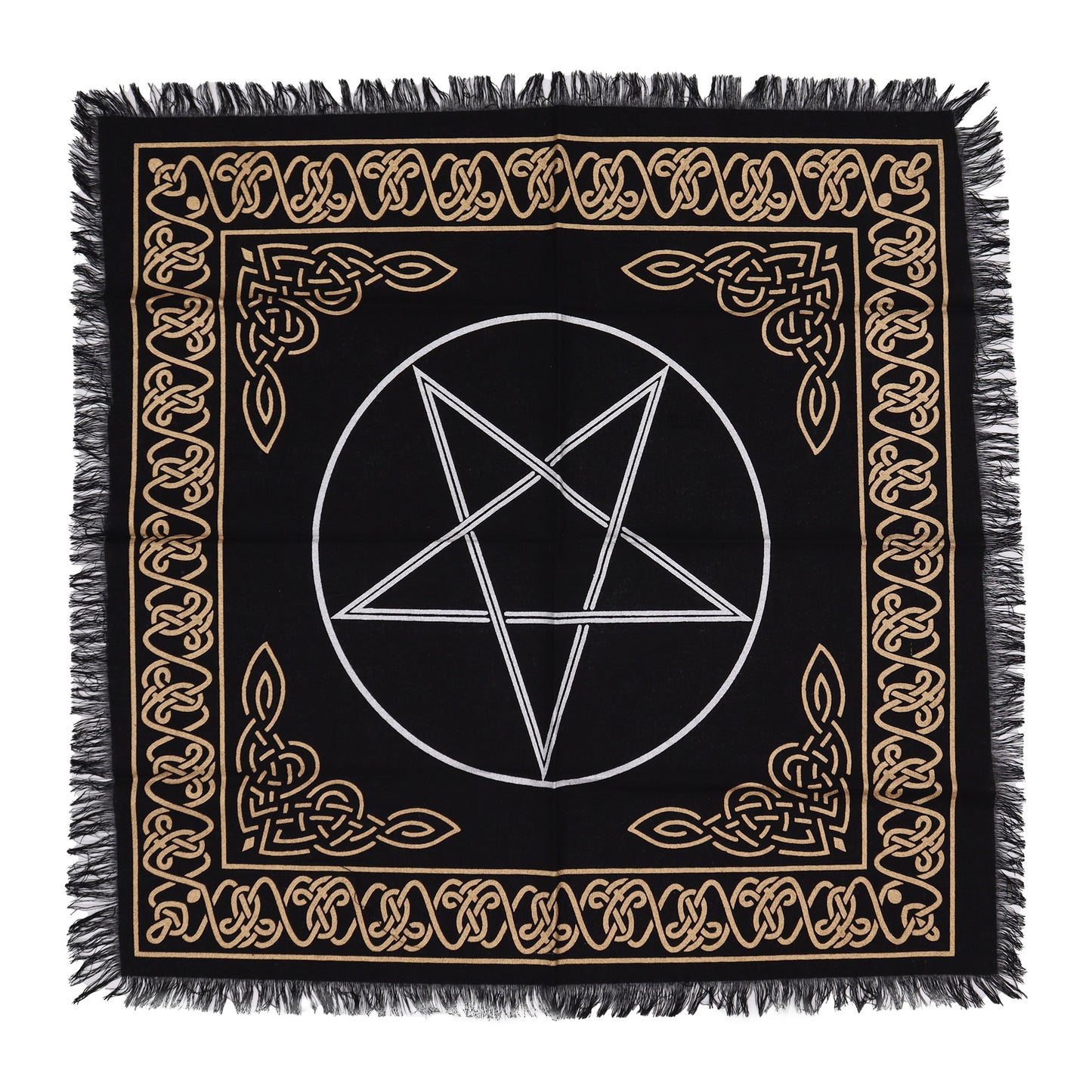 Toalha de Altar Esotérica com Franjas – Pentagrama | 50x50 cm