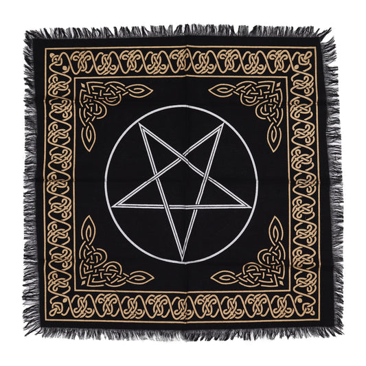 Toalha de Altar Esotérica com Franjas – Pentagrama | 50x50 cm