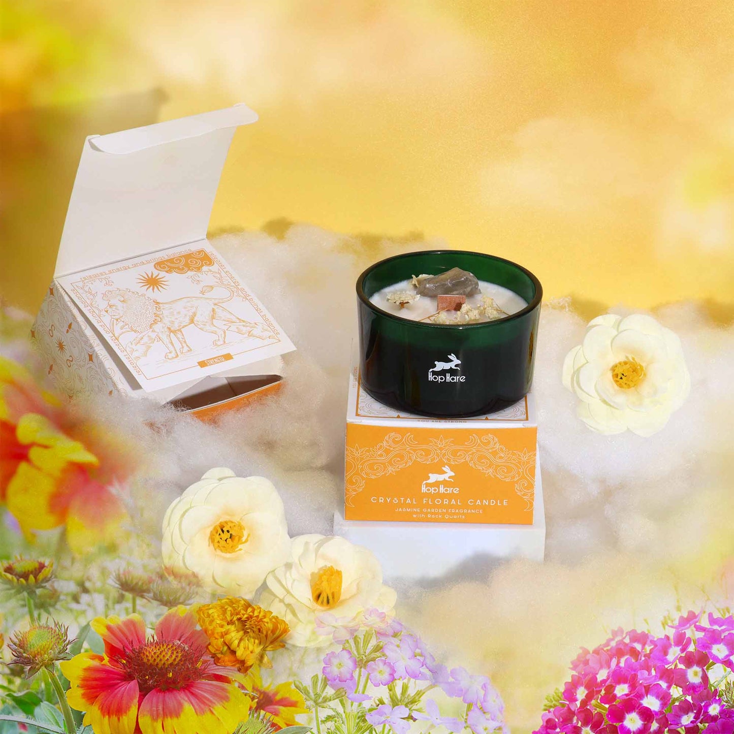 Vela Mágica Floral de Cristal – O Leão | Hop Hare