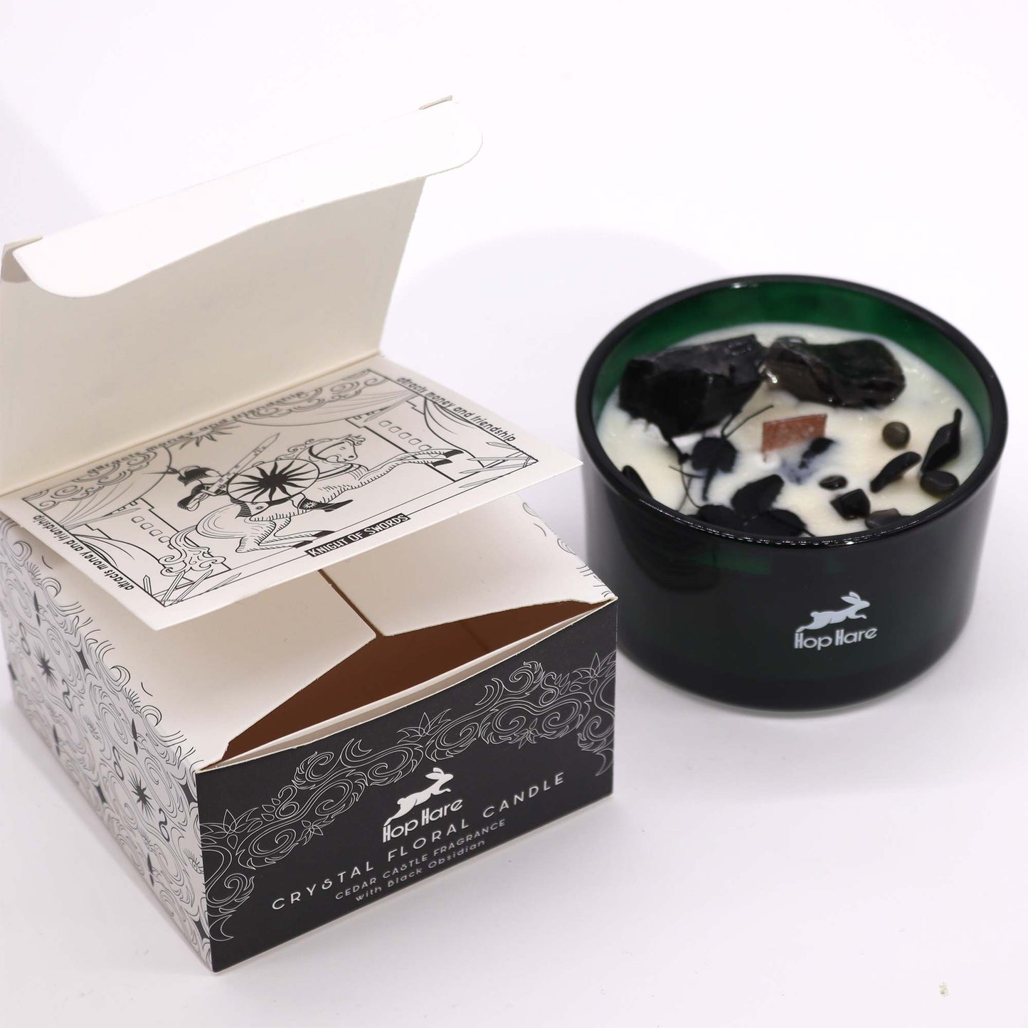 Vela Mágica Floral de Cristal – O Cavaleiro de Espadas | Hop Hare